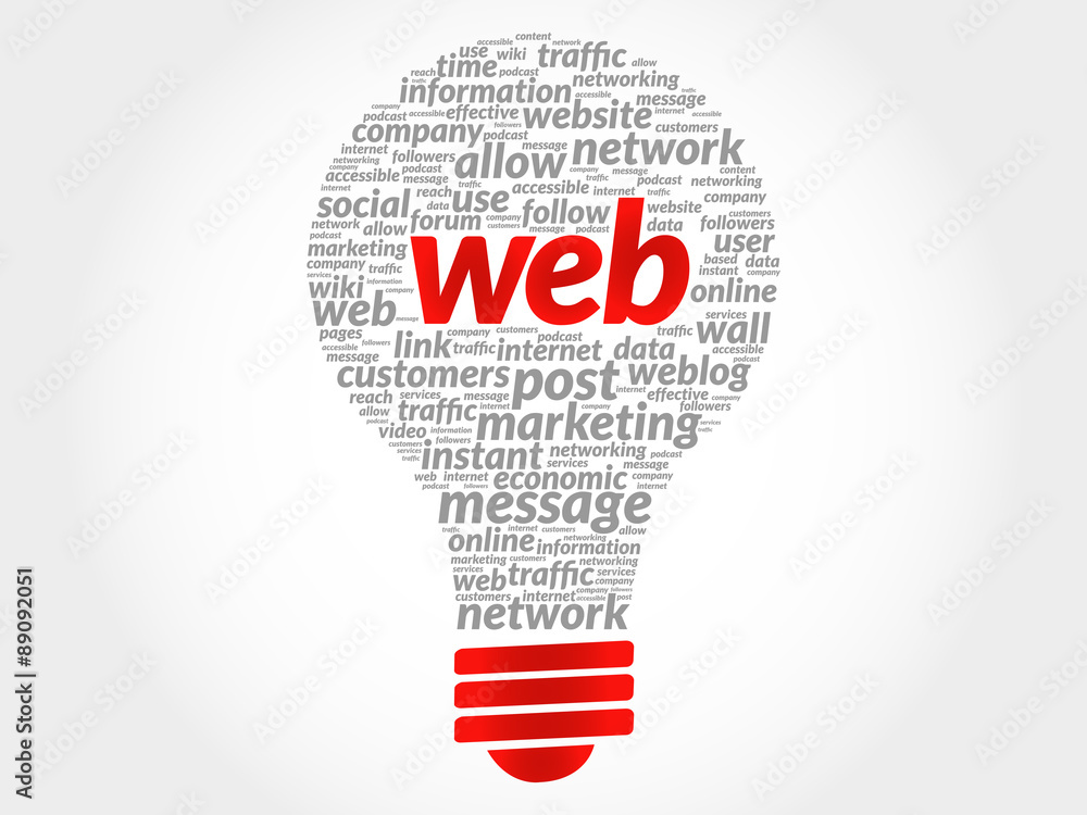 Web bulb word cloud, business concept Web bulb word cloud, business concept