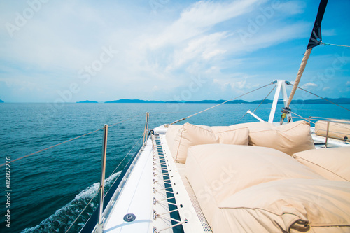 brown cushion on the yacht