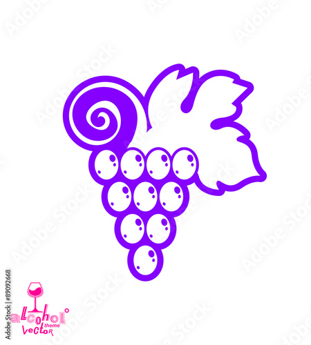 Stylized grape vine vector illustration. Winery symbol best for