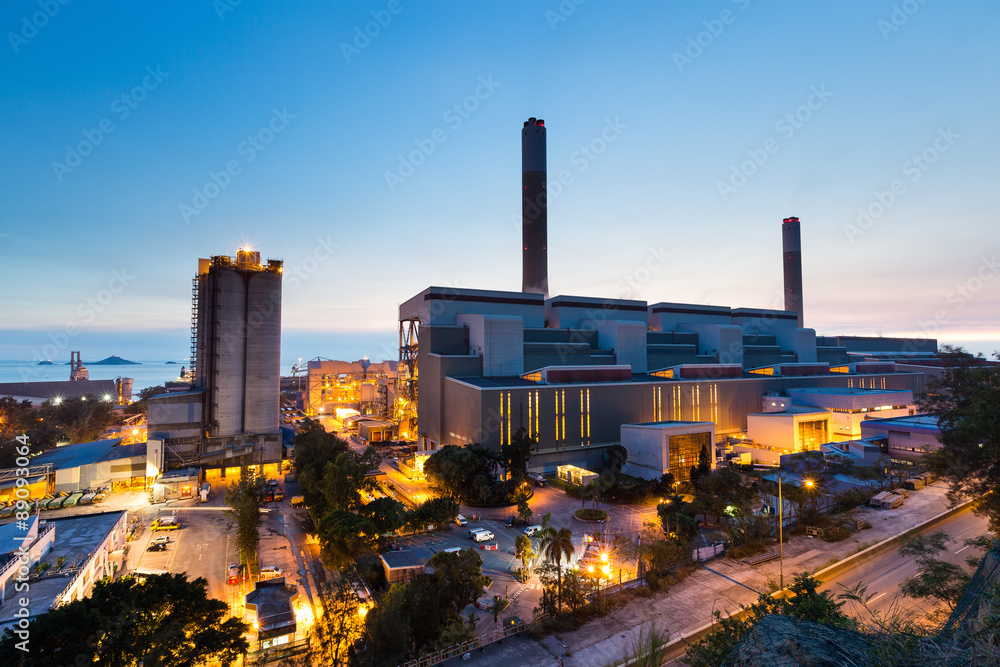 Glow light of petrochemical industry during sunset Glow light of petrochemical industry during sunset