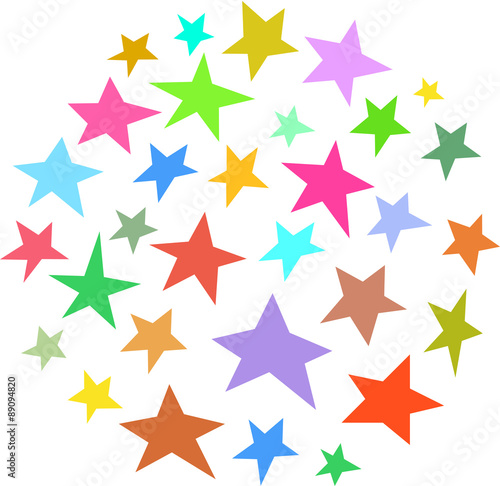 circle collection of irregular stars hand-drawn over white