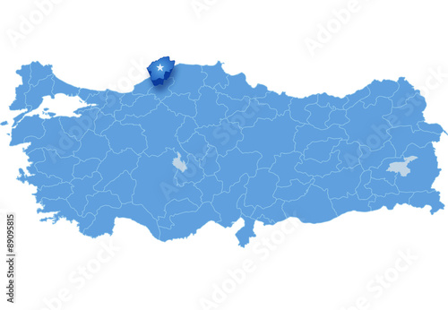 Map of Turkey, Bartin
