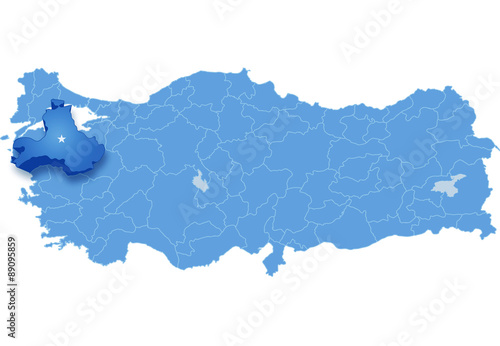 Map of Turkey, Balikesir