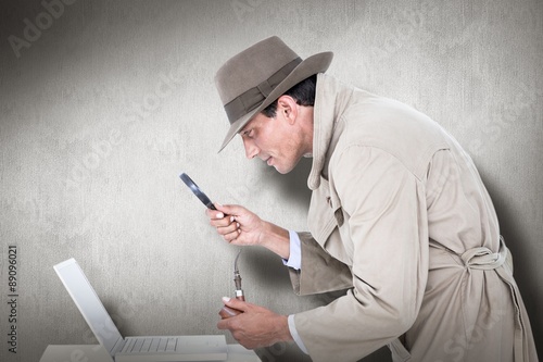 Canvastavla Composite image of spy looking through magnifier