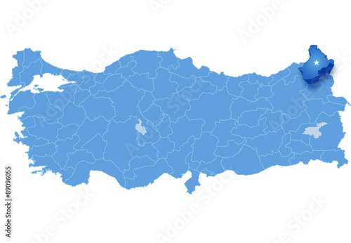 Map of Turkey, Ardahan