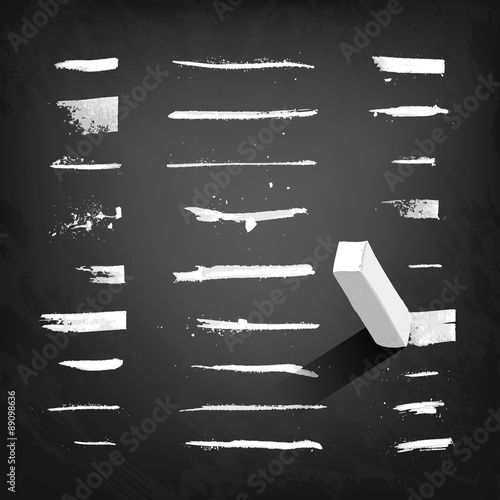 Vector chalk strokes and lines on a blackboard. Each bar is grouped into a single object