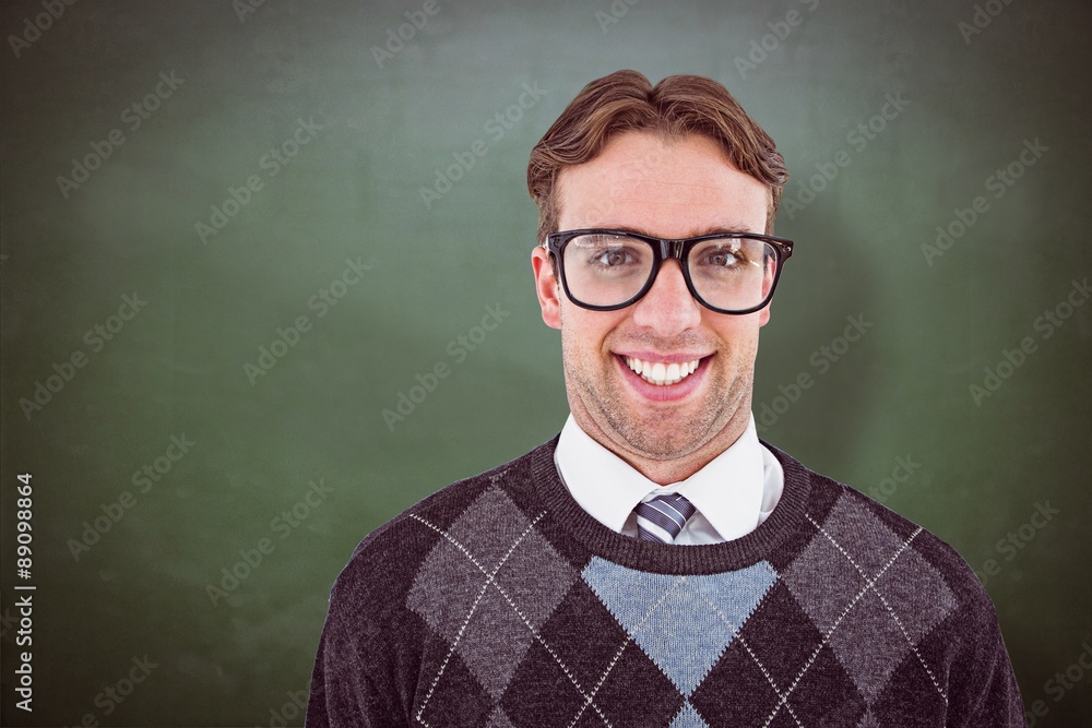 Fototapeta premium Composite image of geeky hipster smiling at camera 