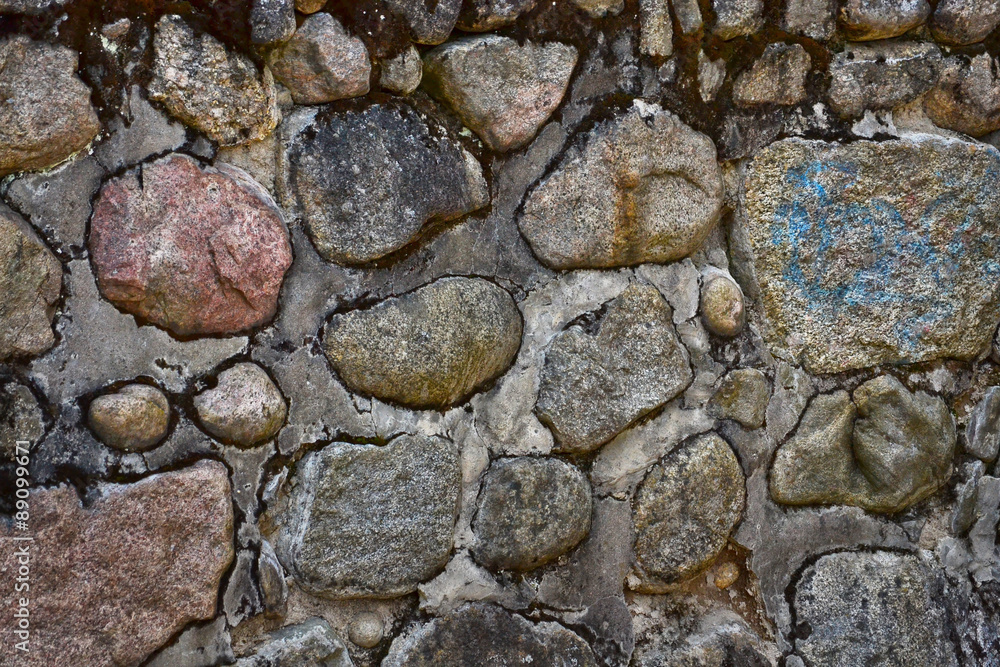 Abstract cobblestone wall texture with big stones