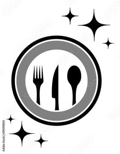 dinner icon with kitchen ware