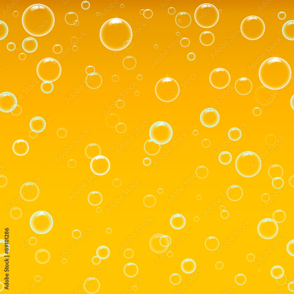 Beer foam background, horizontal seamless beer pattern. Bubbles