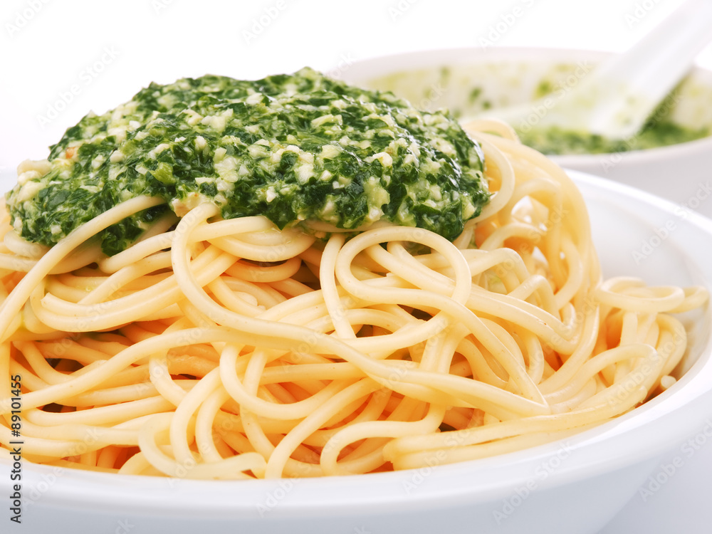 Pasta collection - Spaghetti with pesto sauce Pasta collection - Spaghetti with pesto sauce