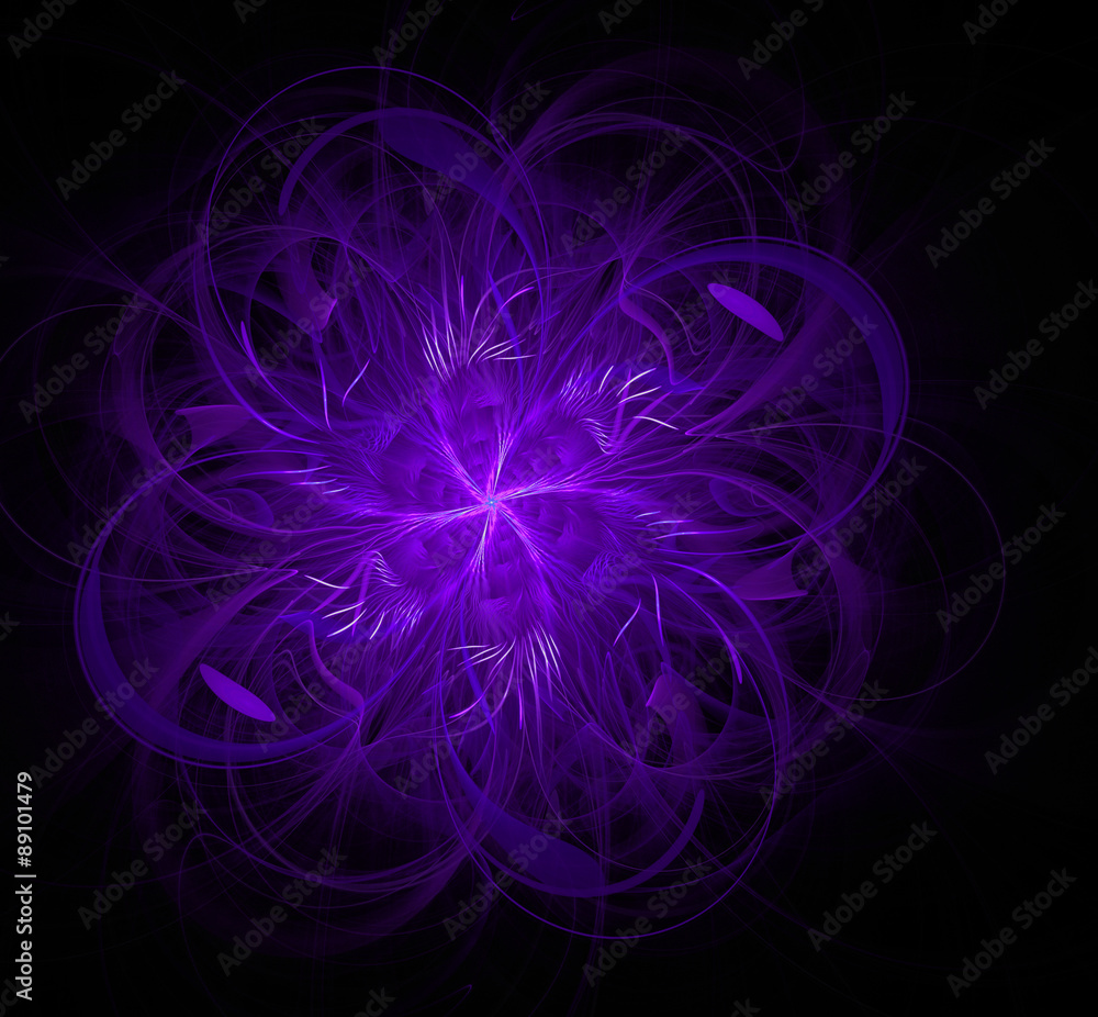 Fractal flower ribbons purple