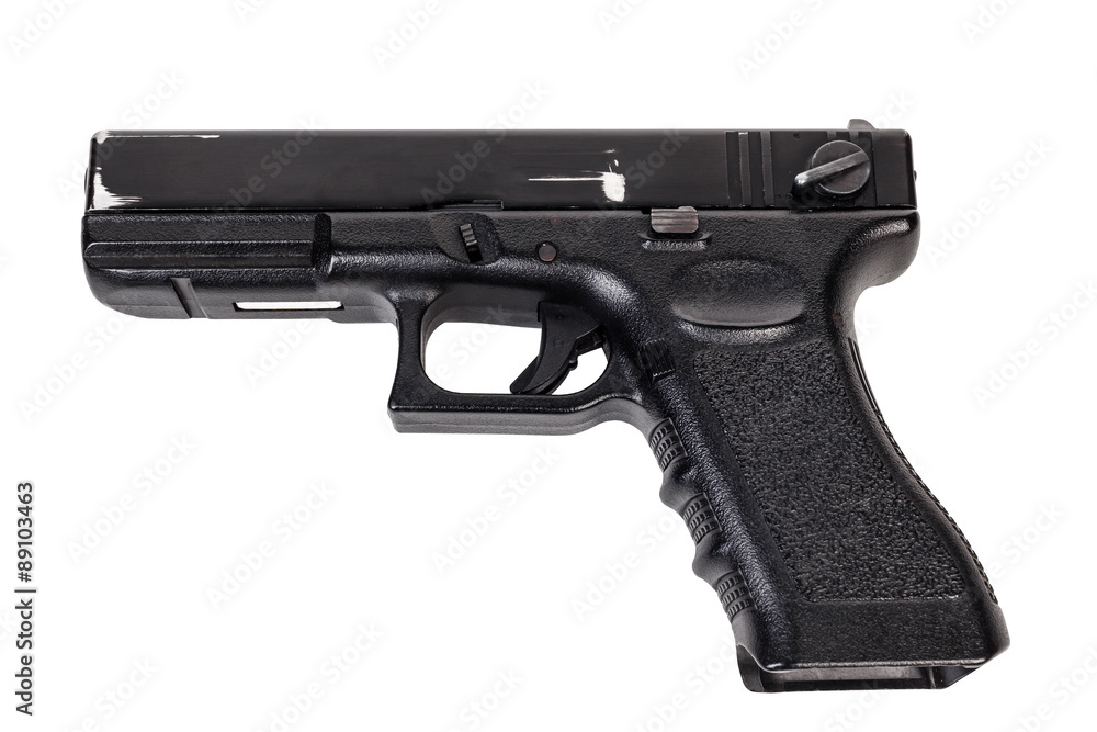 Handgun used, weapon army Isolated on white background Handgun used, weapon army Isolated on white background