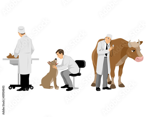 Veterinarians with pets set