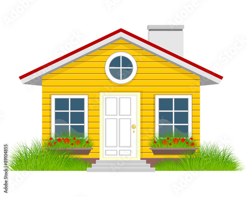 Tableau sur toile House with grassplot