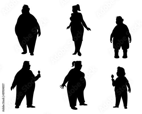 Six fat people silhouettes