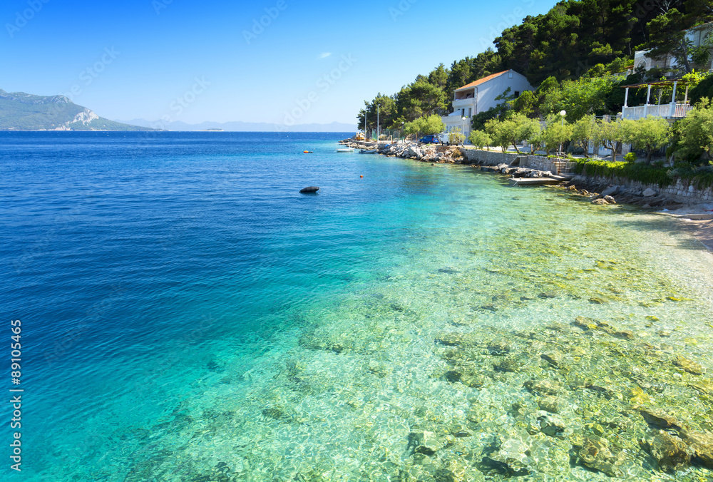 crystal clear Adriatic sea on Peljesac peninsula in Dalmatia, Croatia