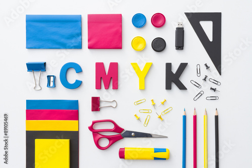 CMYK concept with graphic designer objects