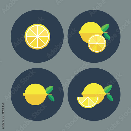 Lemon. Flat icons. Vector.