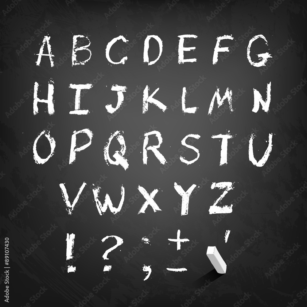 Vector Chalk Hand drawn alphabet, capital letters, Each element is grouped into a single object Vector Chalk Hand drawn alphabet, capital letters, Each element is grouped into a single object
