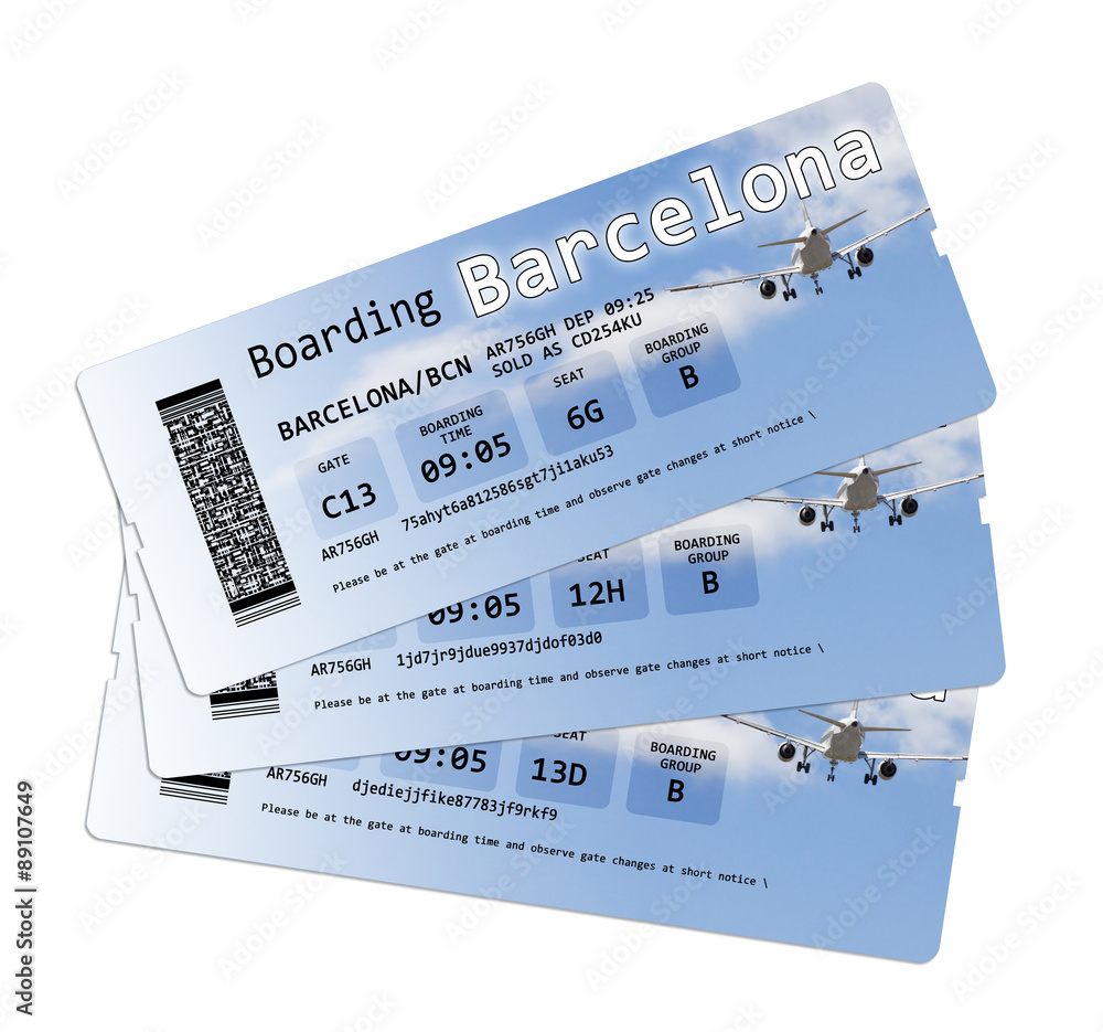 Fototapeta premium Airline boarding pass tickets to 