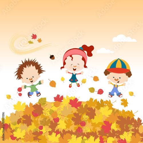 Kids Enjoying Autumn © pinipin