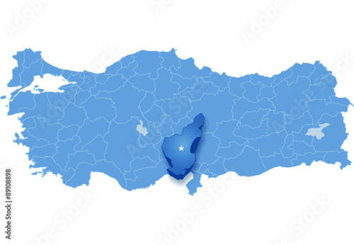 Map of Turkey where Adana province is pulled out