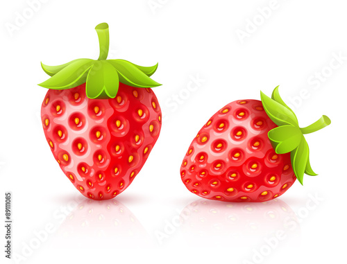 Strawberry red ripe fruits isolated. Eps10 vector