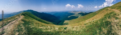 mountain road panorama green hills