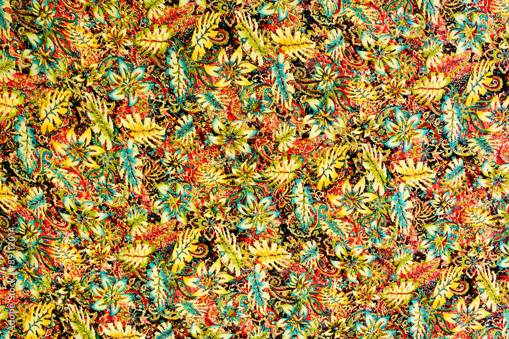 Fototapeta premium Texture fabric leaf and paisley