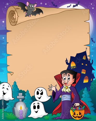 Parchment with Halloween vampire