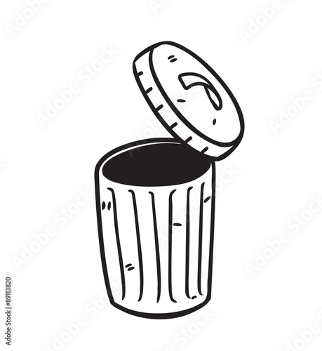 open trash bin in doodle style