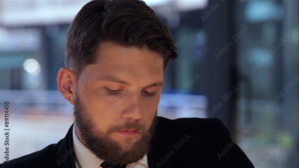 Businessman waiting for a meeting in cafe Businessman waiting for a meeting in cafe