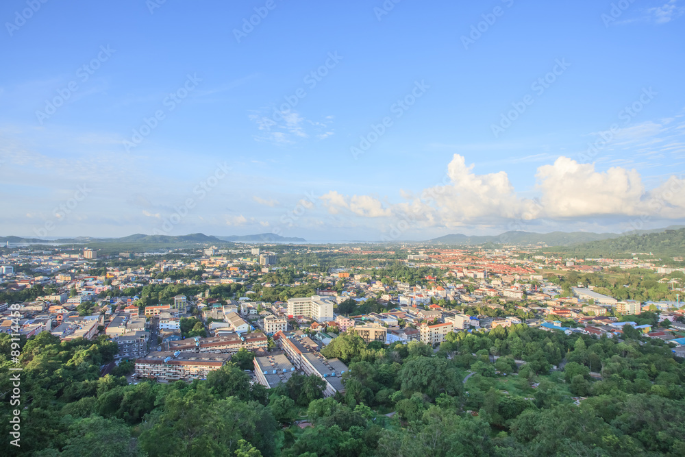 Phuket Town top view from Khao Rang hill