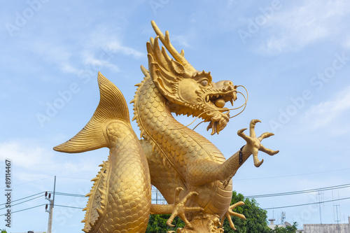 Golden dragon statue at Phuket   Thailand