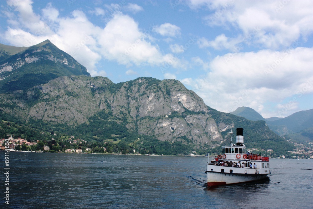 Ferry arriving from Menaggio on Lake Como in Lombardy, Italy