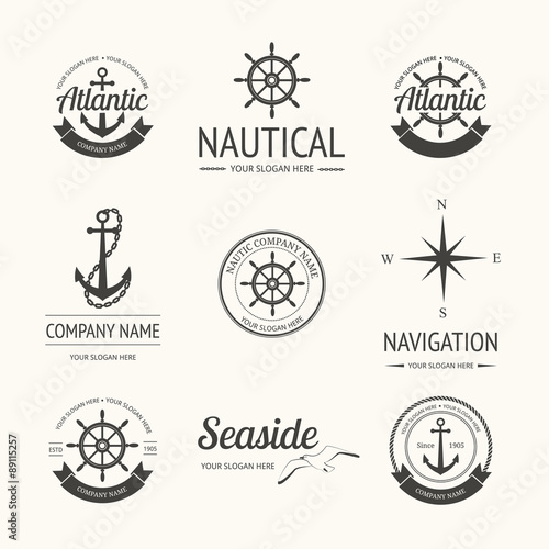 Set of retro nautical labels  photo