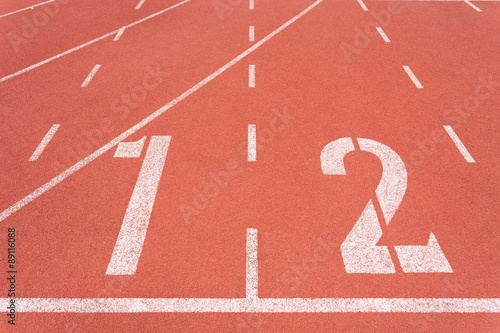 Obraz na płótnie Athletics track lane number one and two w salonie