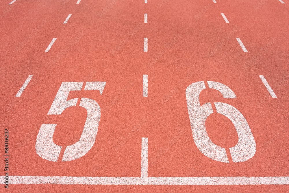 Athletics track lane number five and six