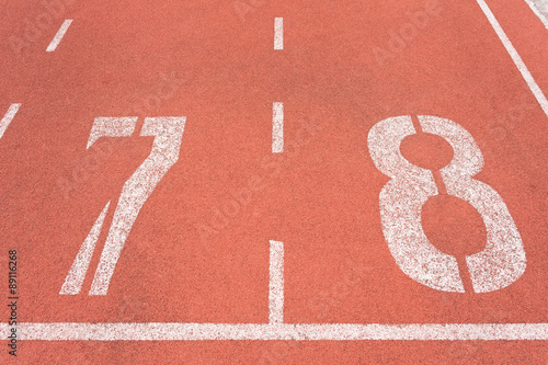 Obraz na płótnie Athletics track lane number seven and eight w salonie