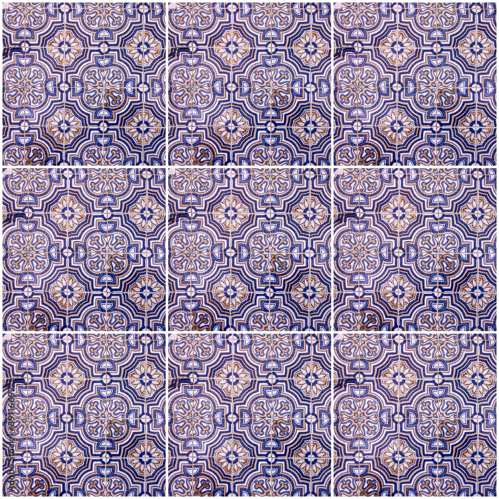 Background collage. Ceramic tile, Azulejo, Lisbon