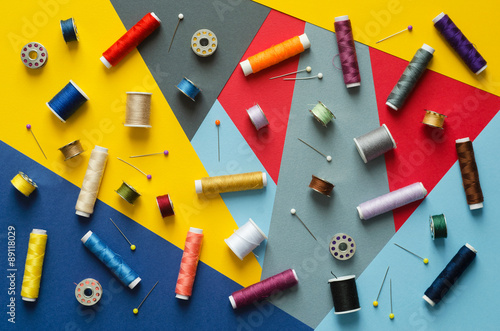 Colorful thread spools