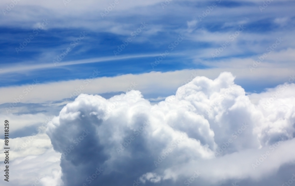 Aerial view of Blue sky and Clouds Top view from airplane window Aerial view of Blue sky and Clouds Top view from airplane window
