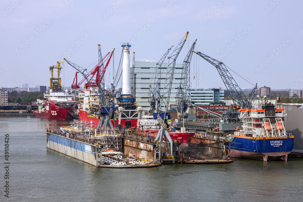 Sea port Rotterdam, Netherlands.