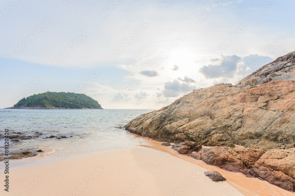 Sunset in the Afternoon at Yanui beach in Phuket island,Thailand