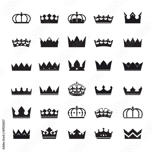 Set of black vector crowns