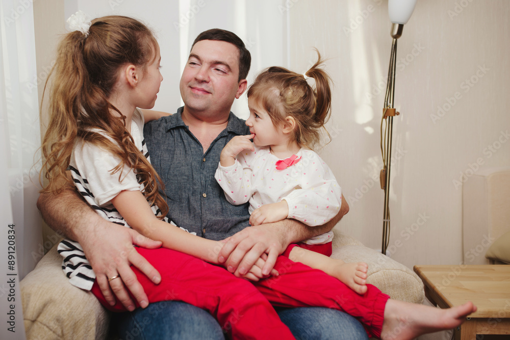 father with daughter at home father with daughter at home