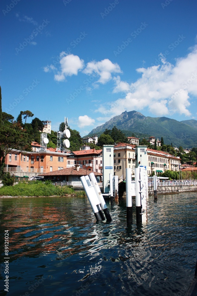 Menaggio Pier for car ferry at the Lake Como in Lombardy, Italy 