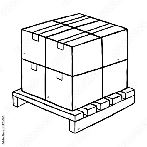 packaging box and wooden pallet