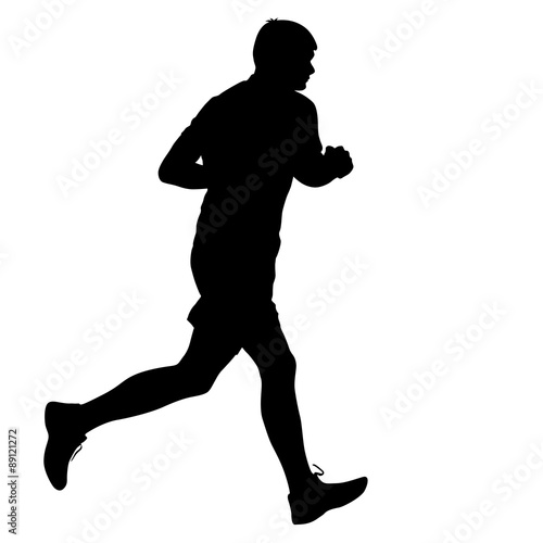 Silhouettes Runners on sprint, men. vector illustration.